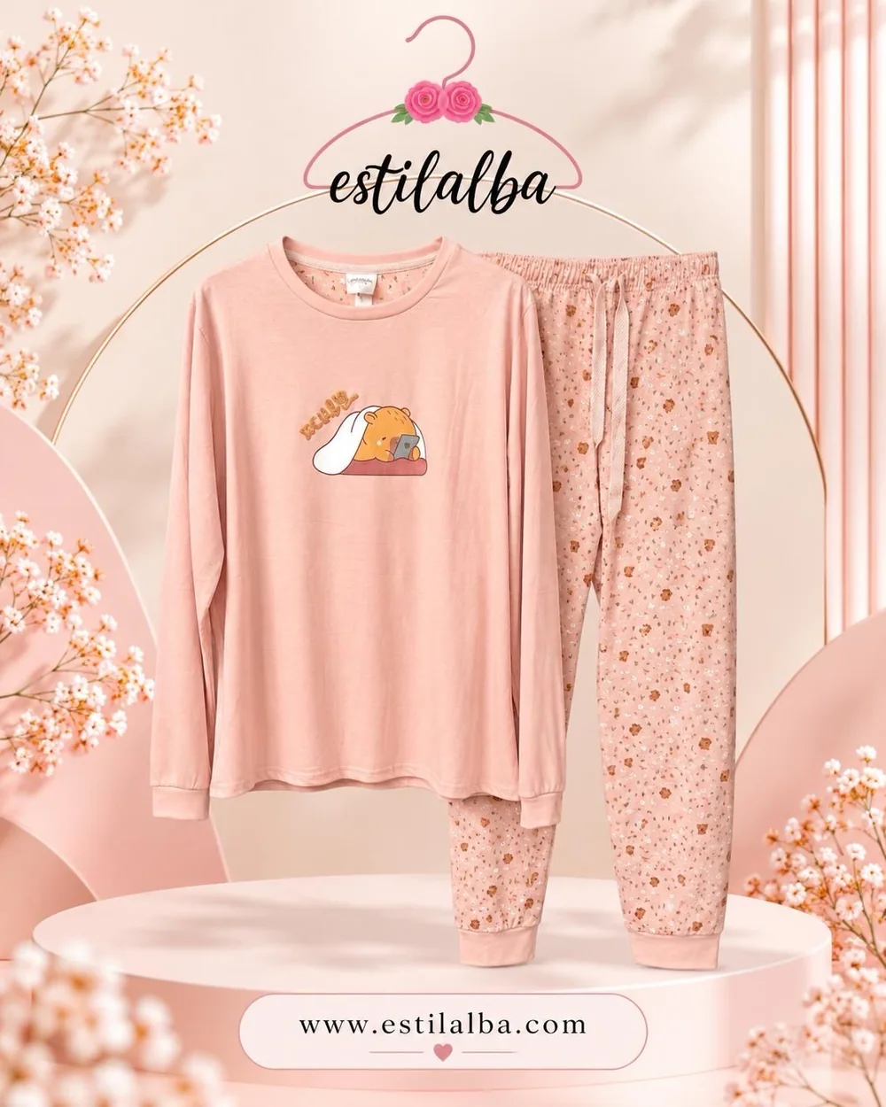 Pijama capibara rosa