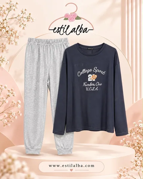 Pijama collage azul marino