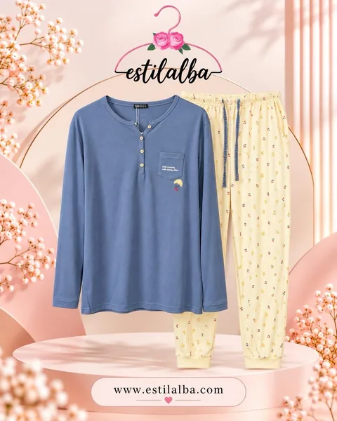 Pijama croissant azul