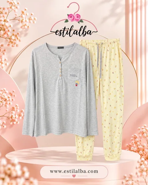 Pijama croissant gris