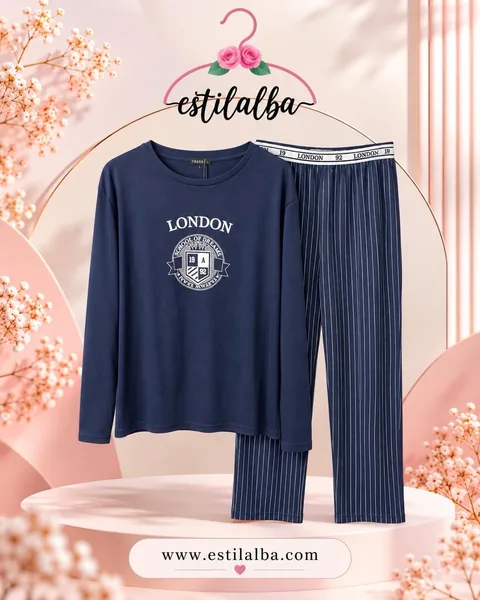 Pijama London azul marino