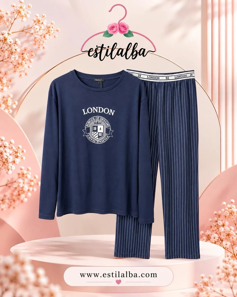 Pijama London azul marino