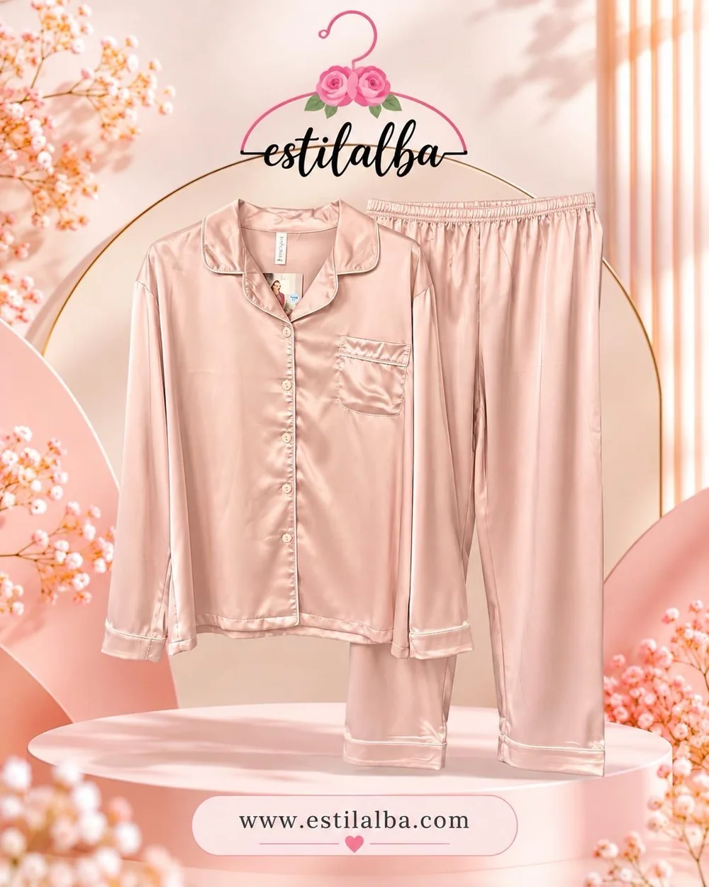 Pijama raso rosa